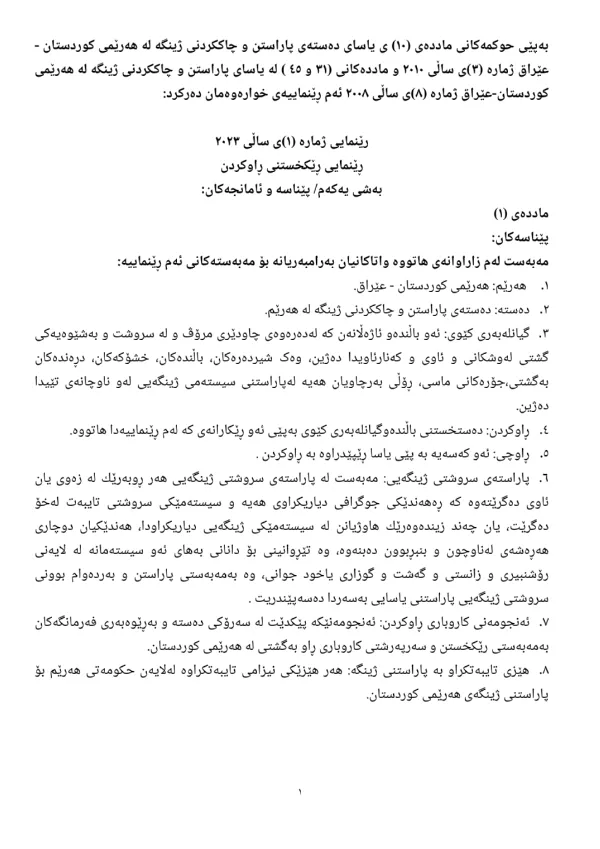ڕینمایی ڕێکخستنی ڕاوکردن